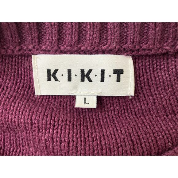 Kikit Sweater Womens Large Cable Knit Crop Top Tassels Bohemian Maroon Hippie - Picture 2 of 9